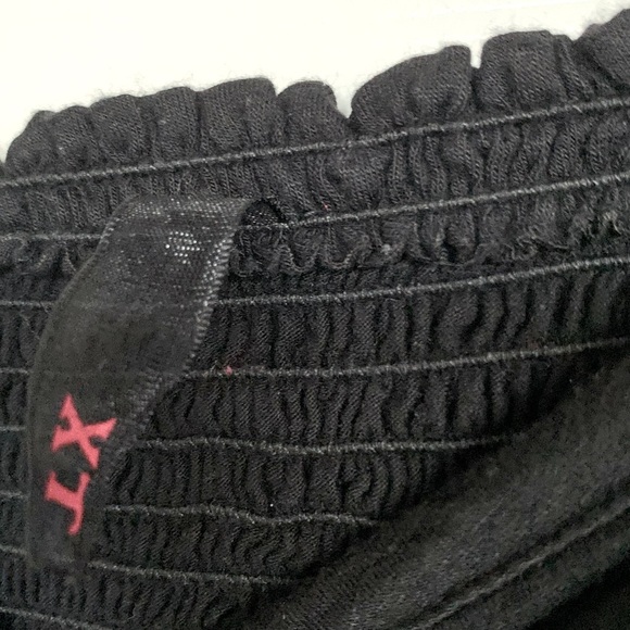 Black Ruffle Ruched Smocked Knit Strapless Dress - Picture 4 of 4